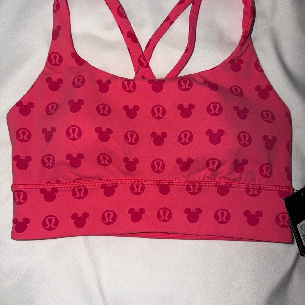 Lululemon NWT Sz 6 Disney Longline Energy Bra   Lipgloss Pink